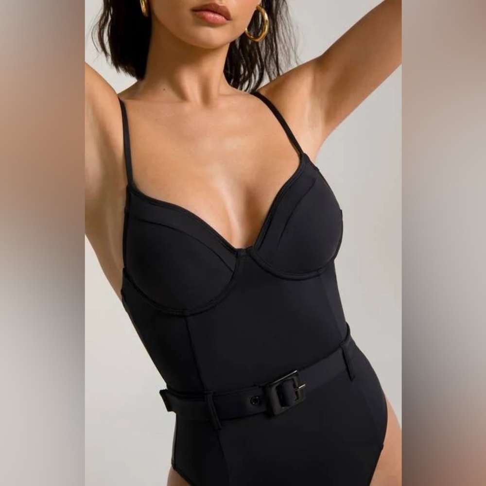 NWOT Good American Show Off One-Piece Swimsuit in Black, Size 2
